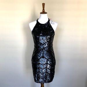 Parker Sequin Halter Cocktail Dress sz M